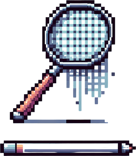 pixel butterfly catcher tool, standing straight, the net facing right.
Single Game Texture. In-Game asset. 2d. Blank background. High contrast. No shadows.