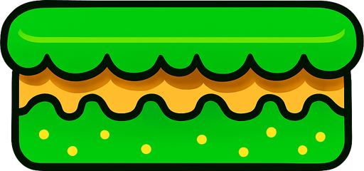 green mario like platform.
In-Game asset.  2d.  High contrast.  No shadows