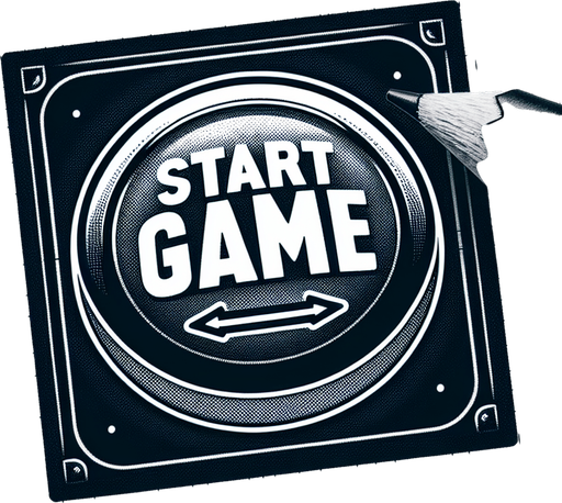 Start game button.
Single Game Texture. In-Game asset. 2d. Blank background. High contrast. No shadows.