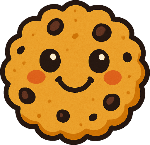 Bana tatlı üzerinde bir yüz olan kurabiye çiz.
In-Game asset.  2d.  High contrast.  No shadows