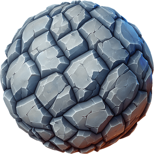 A rock in a rts style Single Game Texture. In-Game asset. 2d. Blank background. High contrast. No shadows.
