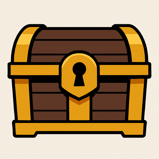 Front of treasure chest.
In-Game asset.  2d.  High contrast.  No shadows