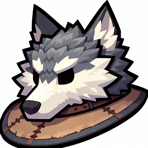 Wolf skin hat.
Single Game Texture.  In-Game asset.  2d.  Blank background.  High contrast.  No shadows