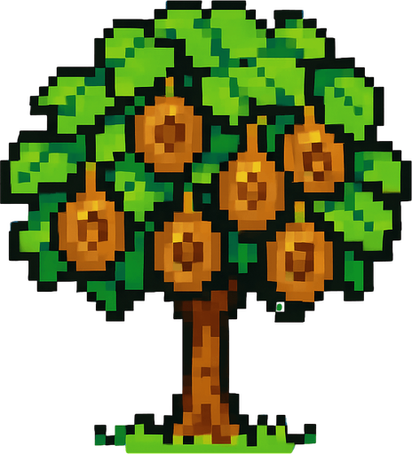 Kiwi tree 8bit.
In-Game asset.  2d.  High contrast.  No shadows
