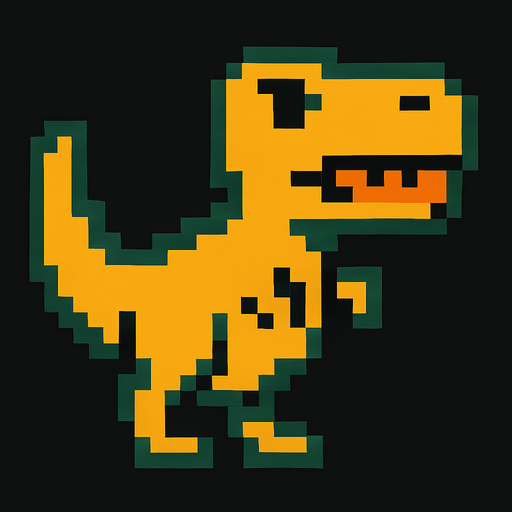 Trex pixel.
In-Game asset.  2d.  High contrast.  No shadows