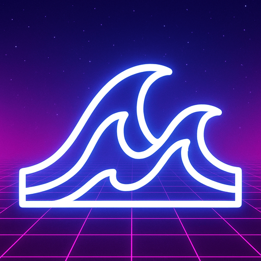 The outline of a peaked set of waves. White colour. 80s arcade machine graphics.
In-Game asset.  2d.  High contrast.  No shadows