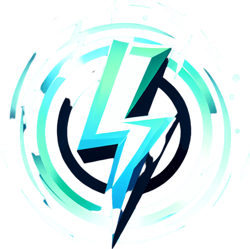 A glowing, floating power-up icon shaped like a lightning bolt, rotating in mid-air. Colors include blue, green, and red variants.".
Single Game Texture.  In-Game asset.  2d.  Blank background.  High contrast.  No shadows