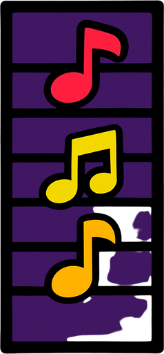 vertical bar with vivid colored notes in it.
In-Game asset.  2d.  High contrast.  No shadows