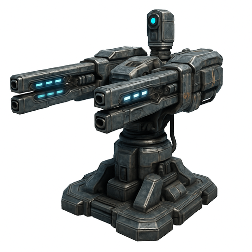 Uzay Savunma Kulesi - Yazısız - Gerçekçi.
In-Game asset.  High contrast.  No shadows