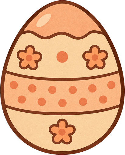 create a cute egg with some pattern and a peach and bege colors.
In-Game asset.  2d.  High contrast.  No shadows