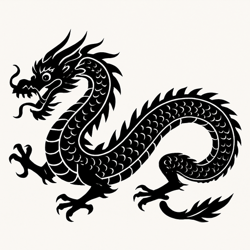 long dragon.
In-Game asset.  2d.  High contrast.  No shadows