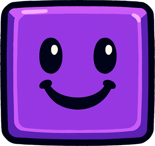 Happy purple block.
In-Game asset.  2d.  High contrast.  No shadows