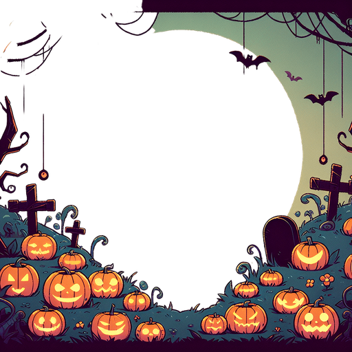 A title screen for a halloween game called Find the Pumpkin! 
No text except Find the Pumpkin!.
Single Game Texture. In-Game asset. 2d. Blank background. High contrast. No shadows.