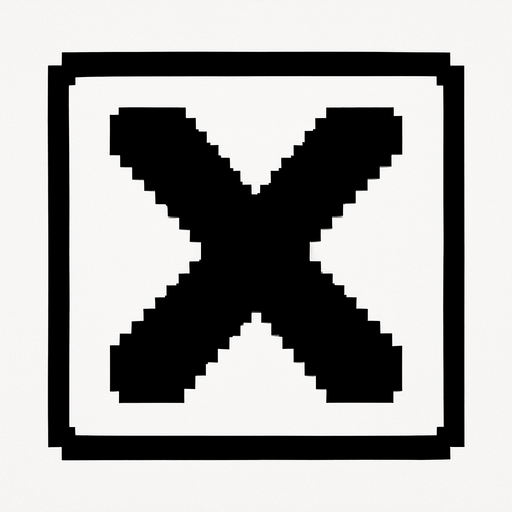 X IN A WHITE SQUARE.
In-Game asset.  2d.  High contrast.  No shadows
