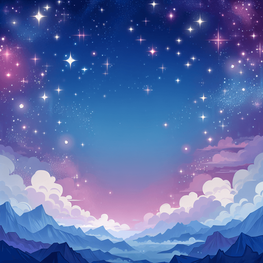 一个太空星空背景,唯美，浪漫.
Single Game Texture. In-Game asset. 2d. Blank background. High contrast. No shadows.