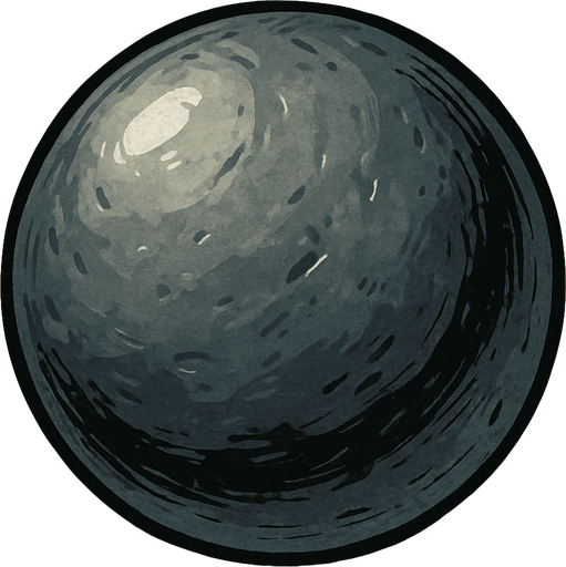 17.th century cannon bullet semirealistic medieval cannon bullet.
In-Game asset.  2d.  High contrast.  No shadows