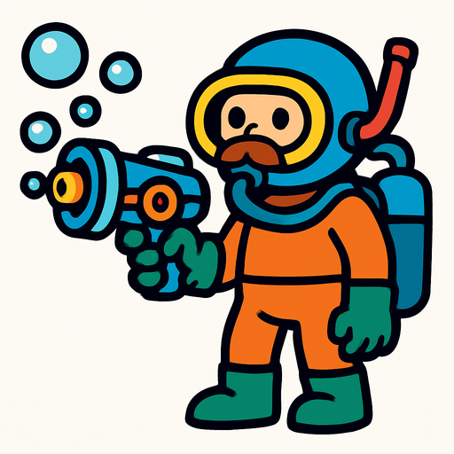 diver man bubble gun.
In-Game asset.  2d.  High contrast.  No shadows
