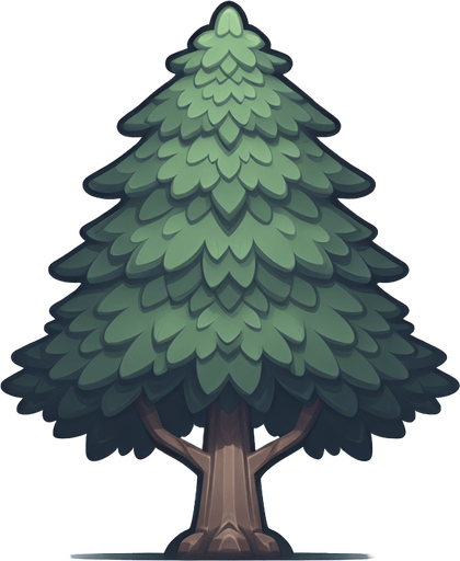 Tree Single Game Texture. In-Game asset. 2d. Blank background. High contrast. No shadows.
