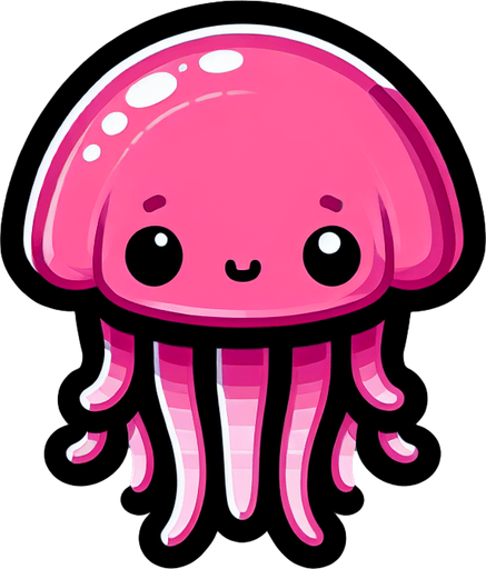 A pink jellyfish. Cartoon..
Single Game Texture.  In-Game asset.  2d.  Blank background.  High contrast.  No shadows