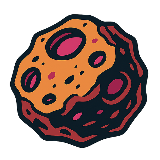 asteroid.
In-Game asset.  2d.  High contrast.  No shadows