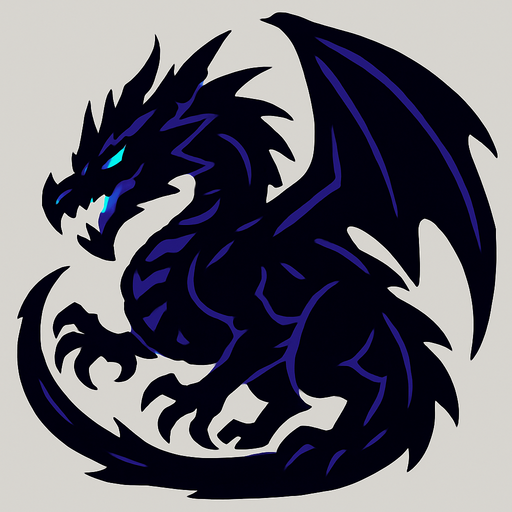 Dragon de l'ombre.
In-Game asset.  2d.  High contrast.  No shadows
