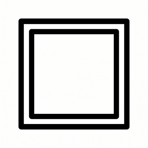 Un recuadro blanco sin relleno interlineado.
In-Game asset.  2d.  High contrast.  No shadows