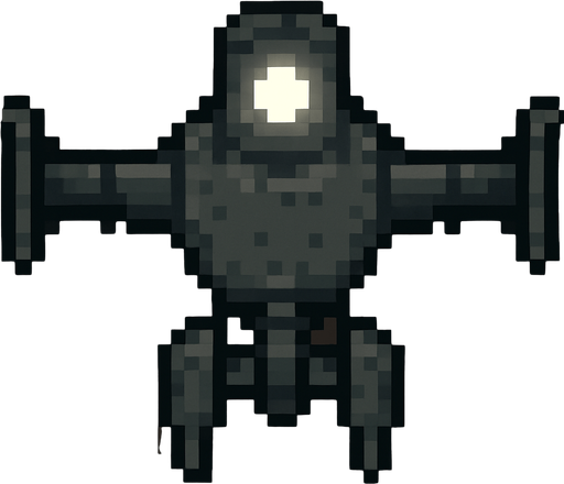 top down image of a combat drone with a white light on top, pixel art.
In-Game asset.  2d.  High contrast.  No shadows