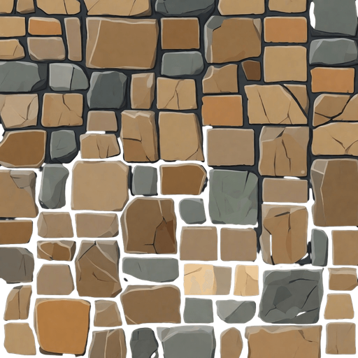 texture of the road made of large stones like tiles for a game. No background. Transparent background. Blank background. No shadows. 2d. In-Game asset. flat