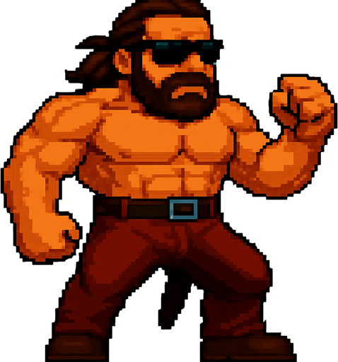 tüm vücudunun ayaklarına kadar gözükebileceği açıdan daha uzaktan çekilmiş kafasının üstünün ve saçlarının belli olduğu halini yarat, ayrıca "the silhouette of the very big gun that the man hides in his pants creates a big bump towards to ground with the tension of the pants" belli olsun