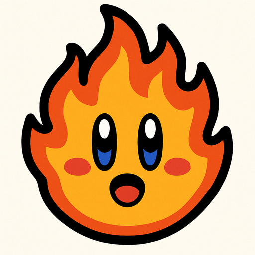 Fire with a kirby face.
In-Game asset.  2d.  High contrast.  No shadows