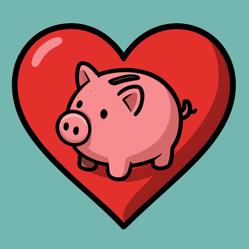Just the heart from this image with a piggy bank in the center.