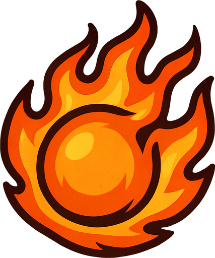 Fire ball.
In-Game asset.  2d.  High contrast.  No shadows