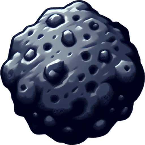 Asteroid.
Single Game Texture.  In-Game asset.  2d.  Blank background.  High contrast.  No shadows