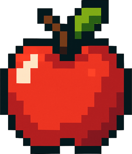 pixel art 2d apple.
In-Game asset.  2d.  High contrast.  No shadows