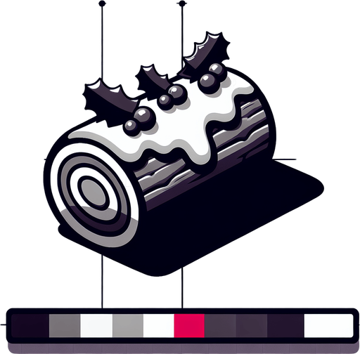 a christmas log cacke. plastic style. Single Game Texture. In-Game asset. 2d. Blank background. High contrast. No shadows.