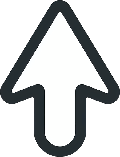 Simple white arrow pointing up. Mouse cursor like. Black outline. No shadow