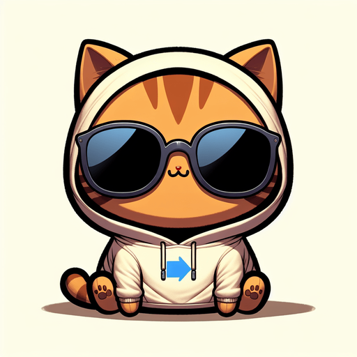 "The character in the image is an adorable, cartoon-style orange tabby cat, marked by its striking stripes. It features a round face, concealed behind oversized, round, dark opaque sunglasses, giving it an air of mystery. The cat's form is delightfully small relative to its head, contributing to its cute, chubby appearance. It wears a simple, light-colored hoodie. Prominently featured on the hoodie is a unique logo: a pair of arrows, with the blue arrow aiming left and the black arrow aiming right. This hoodie, complete with a drawstring, showcases the cat's laid-back style. With its paws out in front, the cat sits in a posture of ease, radiating a sense of peace and satisfaction. The character's playful and whimsical nature makes it not just an ideal mascot but also a captivating character in children's stories.
Single Game Texture. In-Game asset. 2d. Blank background. High contrast. No shadows.