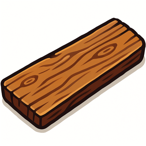 una tabla de madera alargada como si fuese de una cocina.
In-Game asset.  2d.  High contrast.  No shadows