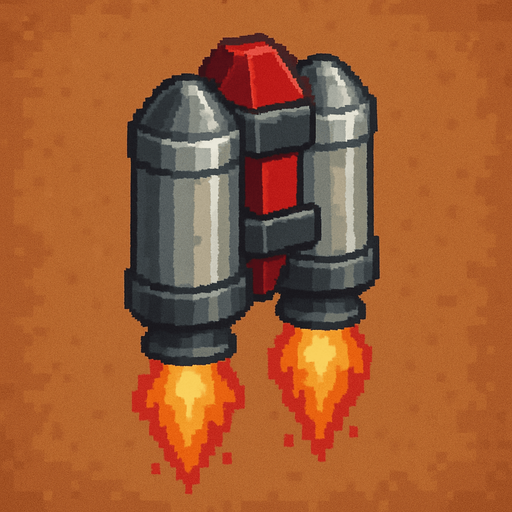 Three-quarter view pixel art jetpack