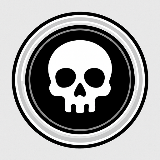 bir düğme ama içinde kurukafa .işareti olsun şeffaf.
In-Game asset.  2d.  High contrast.  No shadows