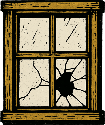 çamı kırılmış olarak gözüken eski vintage pencere.
In-Game asset.  2d.  High contrast.  No shadows