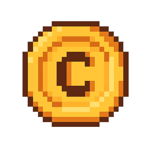 Pixel 2d coin. No background. Transparent background. Blank background. No shadows. 2d. In-Game asset. flat