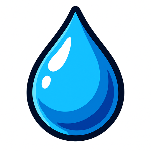 gota de agua.
In-Game asset.  2d.  High contrast.  No shadows