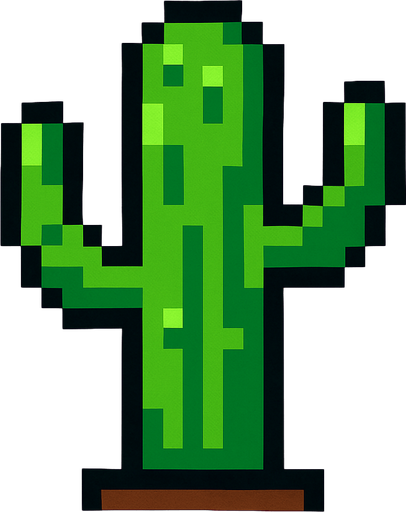 Cactus 8 bit.
In-Game asset.  2d.  High contrast.  No shadows