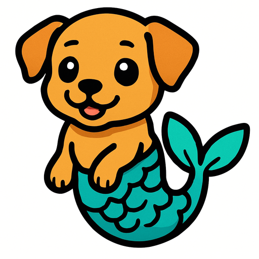 Chiot sirène.
In-Game asset.  2d.  High contrast.  No shadows