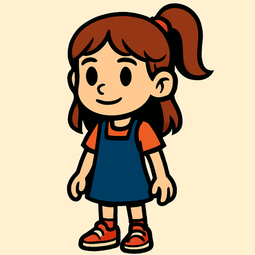 Petite fille de 10 ans.
In-Game asset.  2d.  High contrast.  No shadows