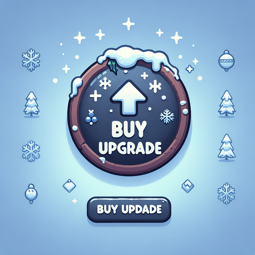 A buy upgrade button, winter theme, no text Single Game Texture. In-Game asset. 2d. Blank background. High contrast. No shadows.