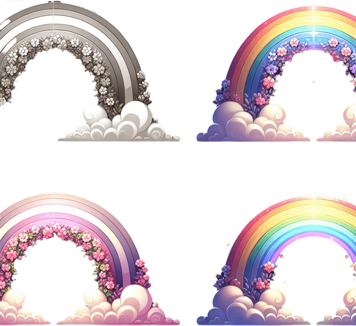 raibow in the background. soft colors. high definition. in game asset. Single Game Texture. In-Game asset. 2d. Blank background. High contrast. No shadows.