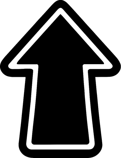 Black arrow pointing up.
In-Game asset.  2d.  High contrast.  No shadows
