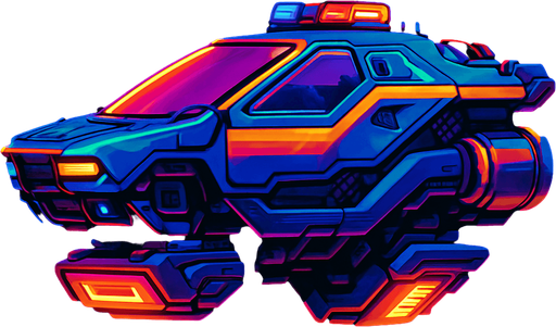 Police cyber flying Ship assets without 'police' text, Cyberpunk, Abstract, Futuer, HD colors, Different colors. Horizontal. seen from a side.
In-Game asset.  2d.  High contrast.  No shadows